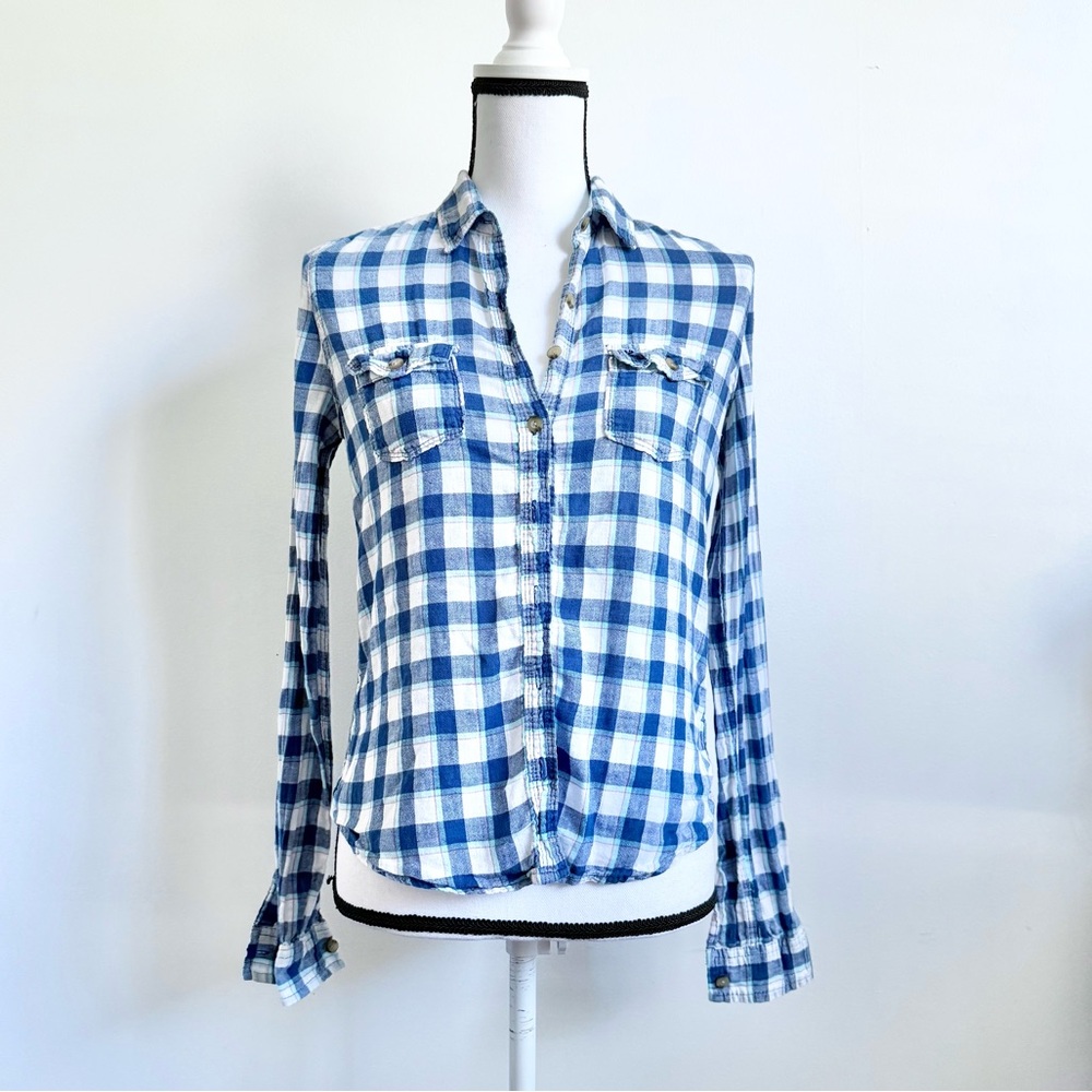 Abercrombie & Fitch Blue and White Plaid Button Down Shirt
